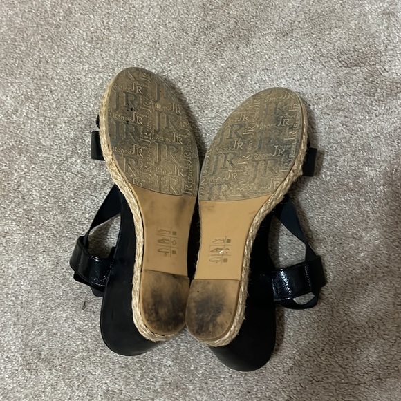 J Renee Crisscrossed Black Wedge Sz 8.5 Espadrilles Casual - Picture 5 of 5